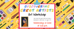 Art Workshop Ages 9-14
